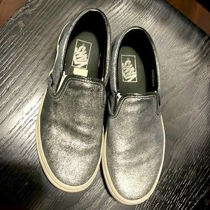 used condition silvery black vans